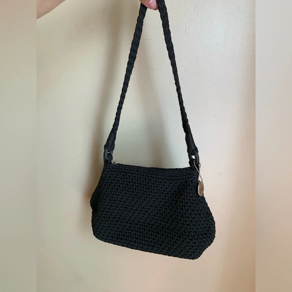 The Sak Handbags - The sak knitted crochet y2k purse, black fall knit shoulder bag mini